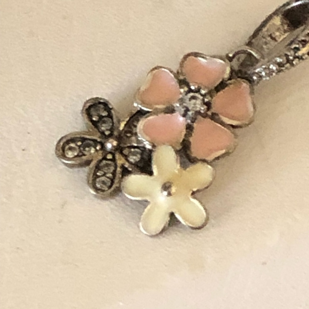 NEW 925 Silver and Enamel Flowers Charm/Pendant - Picture 3 of 10